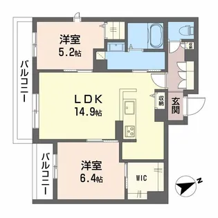 シャーメゾン六本松南【3階】の間取り