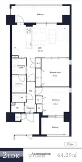 TONOクリスタル上人橋【9階】の間取り