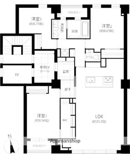 THE GOLDMANCASTLE SAKURAZAKA FOR【2階】の間取り