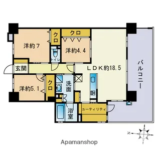 アメイズ友泉亭ザ・ヒルズ【7階】の間取り