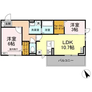 トリシア野多目Ⅱ【3階】の間取り