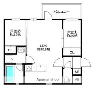 MODERN ASPIRATION 薬院COURT 2丁目【2階】の間取り