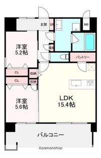 サンショウ レジデンス西新【8階】の間取り