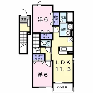 サンリットヒル赤坂A【2階】の間取り