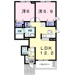 グリンデルハイム若園 B棟【1階】の間取り