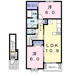 プロムナード上上津役B【2階】の間取り