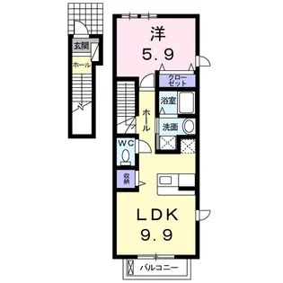 サン・フレイムYABE B【2階】の間取り