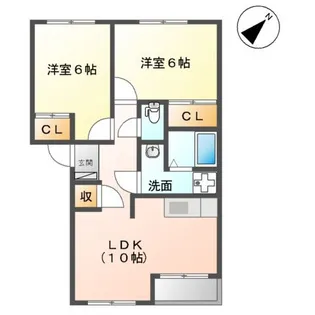 2LDKの間取り画像