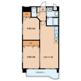福岡県北九州市戸畑区小芝3丁目【マンション】の間取り