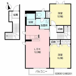 ブランシェ幸神 B棟【201号室】の間取り