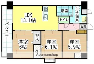 福岡県北九州市小倉北区菜園場1丁目【マンション】の間取り