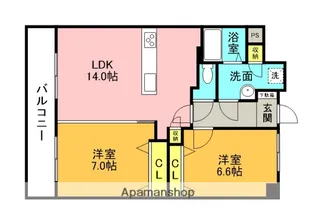 ニューリバー三萩野【12階】の間取り
