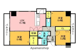福岡県北九州市小倉北区大田町【マンション】の間取り