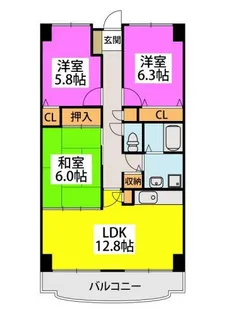 福岡県北九州市八幡西区友田1丁目【マンション】の間取り