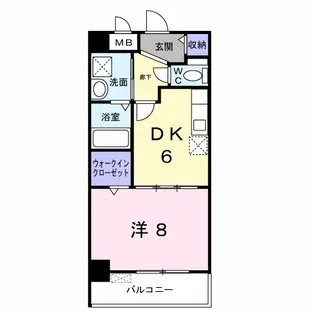 1DKの間取り画像