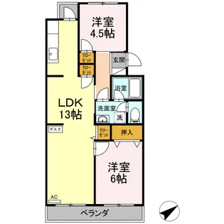 2LDKの間取り画像