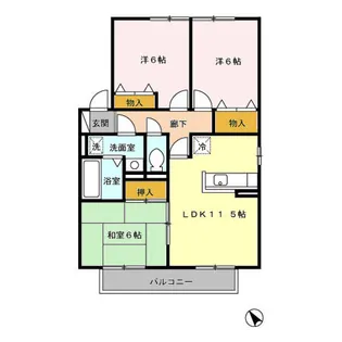 ルネッサンス大里 B棟【2階】の間取り