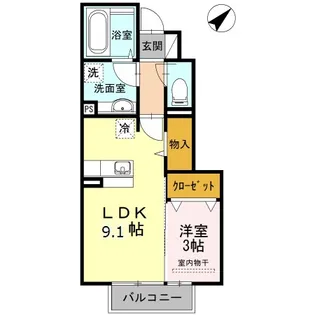 1LDKの間取り画像