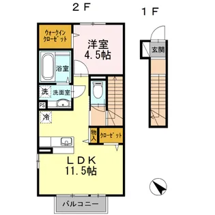 ディアレジデンス竪林【2階】の間取り