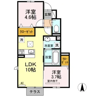 ヴィルヌーブ相坂 D棟【1階】の間取り
