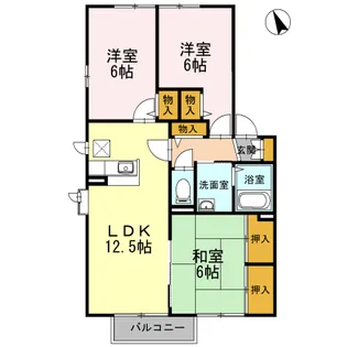 レシェンテ徳力 B棟【2階】の間取り