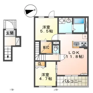 リオーネ富野【2階】の間取り