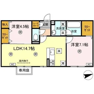 (仮称)D-ROOM中原東【3階】の間取り