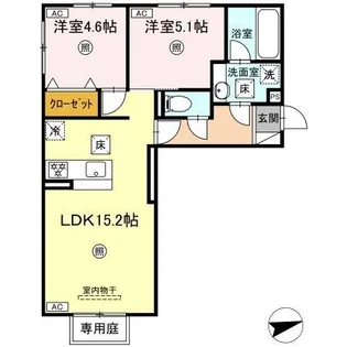 (仮称)D-ROOM中原東【2階】の間取り