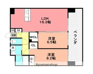 福岡県北九州市小倉北区朝日ケ丘【マンション】の間取り