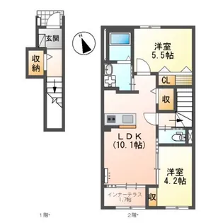 (仮)大里戸ノ上1丁目アパート【2階】の間取り
