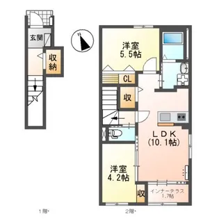(仮)大里戸ノ上1丁目アパート【2階】の間取り