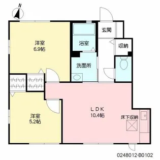 パストラルJ B棟【102号室】の間取り