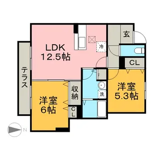 パークハイム水城 B棟【201号室】の間取り