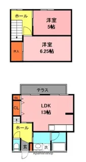 川辺アパート【1階】の間取り