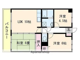 福岡県太宰府市向佐野2丁目【マンション】の間取り