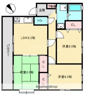 福岡県大野城市筒井3丁目【アパート】の間取り