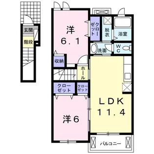 リバージュ横峰A【2階】の間取り