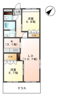 コア・やすのⅡ【101号室】の間取り