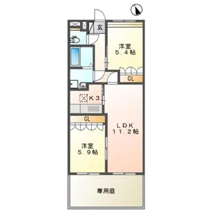 サンフォーレみのう弐番館【105号室】の間取り