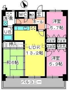 カサグランデ筑紫【3階】の間取り