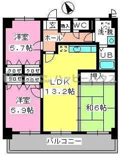 カサグランデ筑紫【7階】の間取り