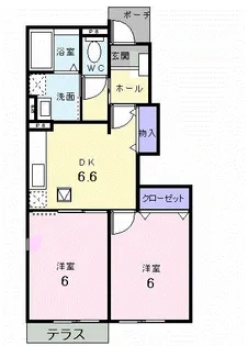 グレースなごみA【1階】の間取り