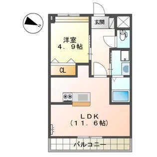 グランディール ホーク花畑【1階】の間取り