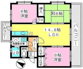 福岡県大野城市下大利4丁目【マンション】の間取り