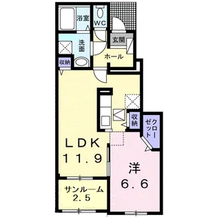 サンモクレンA【1階】の間取り