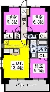 プレジデント正弥朱雀【2階】の間取り