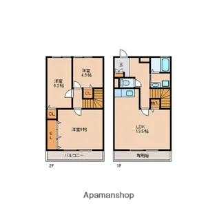 薔薇館 百合館【1階】の間取り