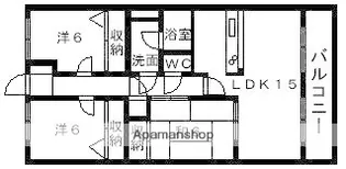 オリエントハイツ二日市Ⅱ【3階】の間取り