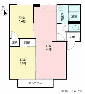 五郎山パークハイツ【2階】の間取り