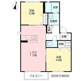 ピュアメゾン田代 B棟【2階】の間取り